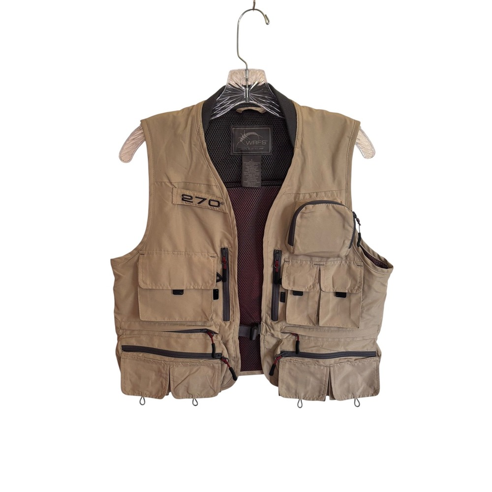 White River Fly Shop Fishing Vest Sz S Tan Multi Pocket Utility Gorpcore NWOT